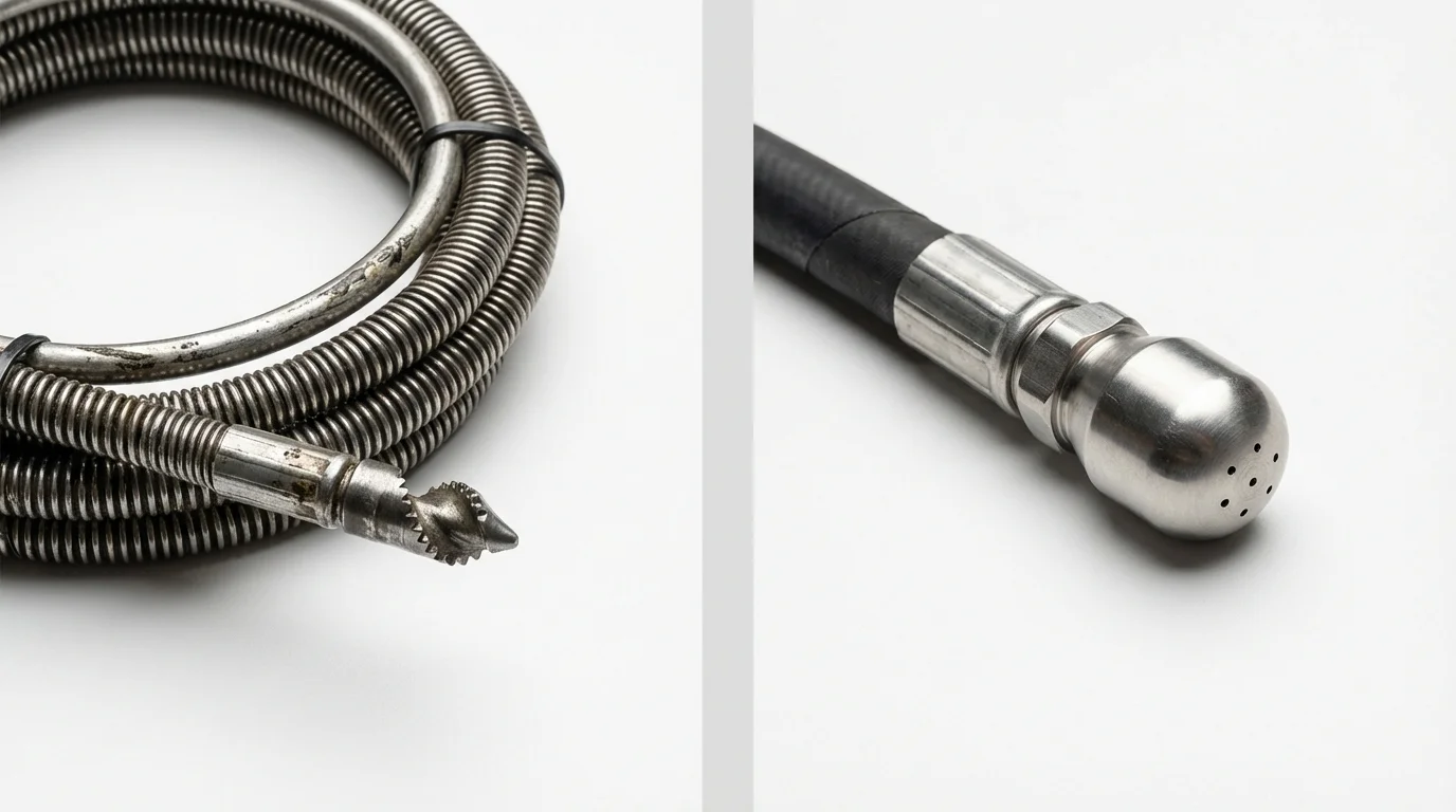 Drain snake cable and hydro jetting nozzle used for drain cleaning in Lompoc, CA