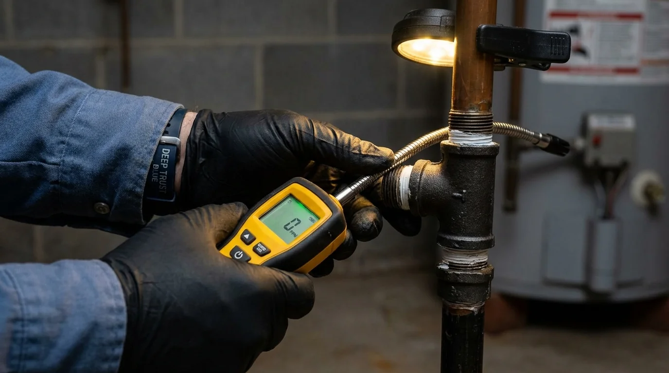 Gas leak detection with electronic sniffer by Johns Plumbing LLC in Lompoc